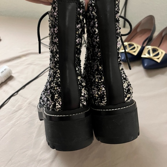 Tory Burch Black and White Tweed Ankle Boots - Picture 5 of 9